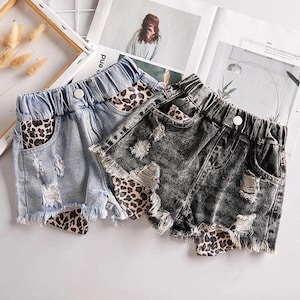 Jean shorts for baby toddler girls summer clothes leopard print jeans super soft