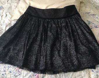Free People Black Shimmery Tutu Mini Skirt w/tulle slip. Sz 2