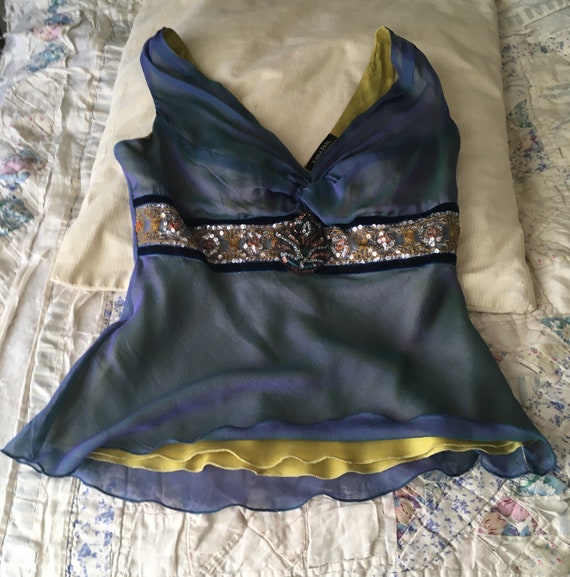 Anna Paul Lavender & Lime 100% Silk Dual Layer Seq