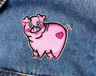 Cartoon Pig Patch | Pig Embroidered Iron-On Patch Applique | FREE SHIPPING