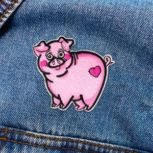 Parche de cerdo de dibujos animados / Aplique de parche de hierro bordado de cerdo / ENVÍO GRATIS