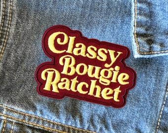 Parche de trinquete Bougie con clase / Aplique de parche de hierro bordado con clase / ENVÍO GRATIS