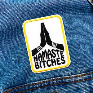 Namaste Bitches Patch | Namaste Bitches Skull Embroidered Iron-On Patch Applique | FREE SHIPPING