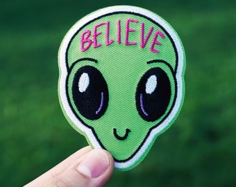 Believe Alien Patch / Parche de hierro bordado alienígena / Parches modernos, extraños y divertidos que nos encanta usar / ENVÍO GRATIS