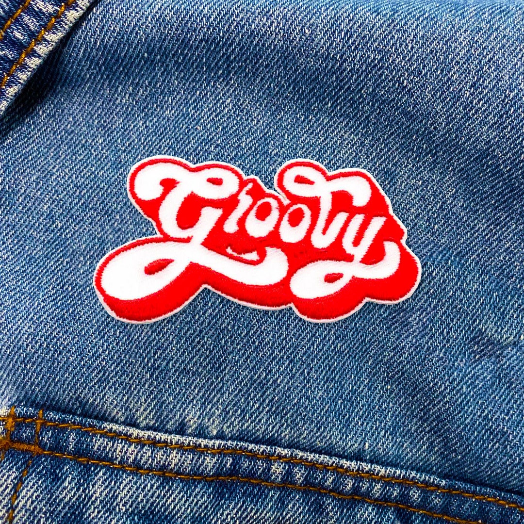 Red Groovy Patch | Red Groovy Embroidered Iron-on Patch Applique | FREE SHIPPING - Etsy