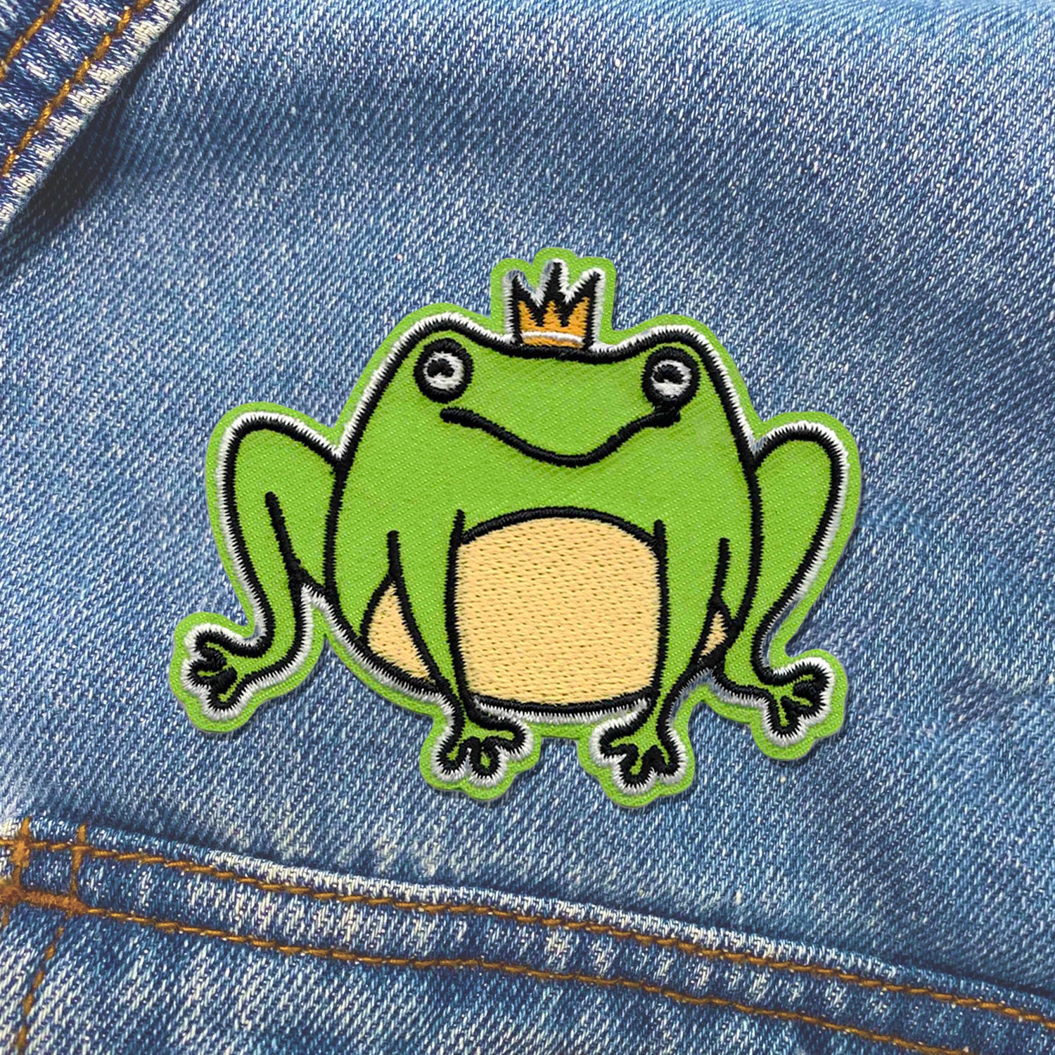 Frog King Patch | Embroidered Iron-On  Patch | Trendy, Weird, Fun Patches That We Love To Wear | FREE SHIPPING