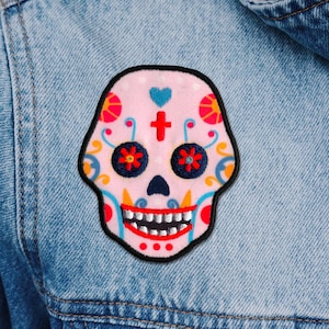 Sugar Skull Patch |  Dia De Los Muertos Embroidered Iron-On  Patch | Trendy, Weird, Fun Patches That We Love To Wear | FREE SHIPPING