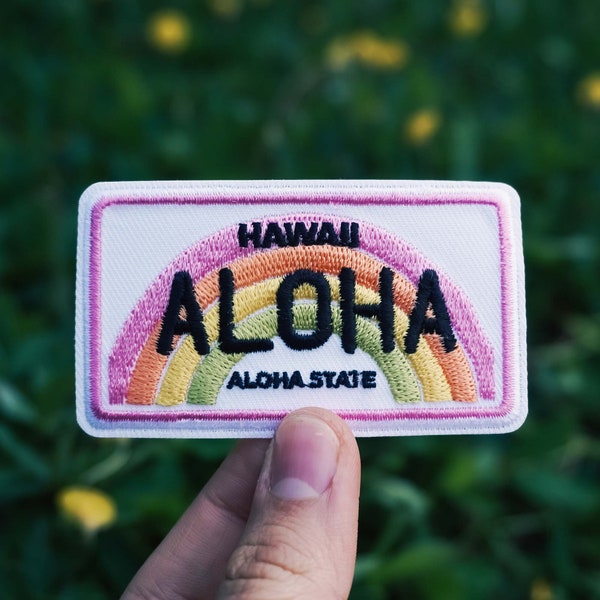 Aloha Hawaii Plate Patch |  Aloha Embroidered Iron-On  Patch | Trendy, Weird, Fun Patches That We Love To Wear | FREE SHIPPING