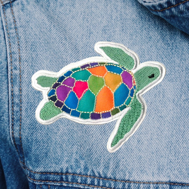 Colorful Turtle Patch | Turtle Embroidered Iron-on Patch | Trendy ...
