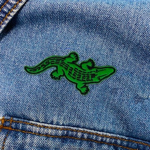 Alligator Patch | Green Alligator Embroidered Iron-On Patch Applique | FREE SHIPPING