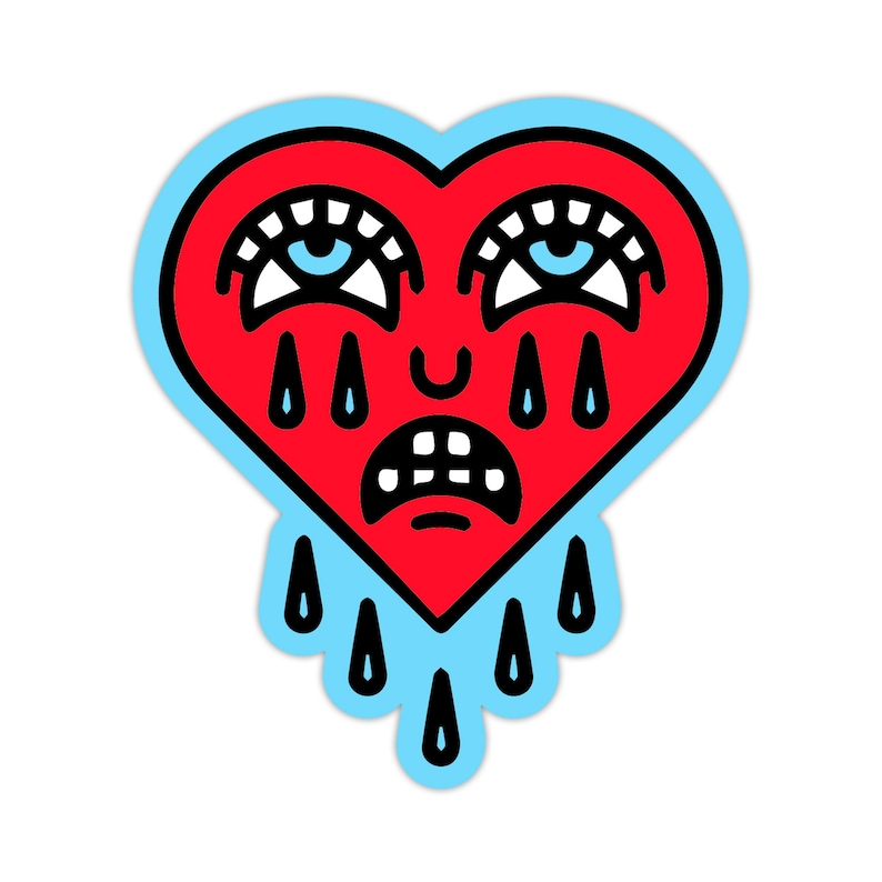 Crying Heart Sticker | Trendy, Weird, Fun Stickers for Your Water ...