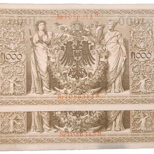1910 Amazing Two 1000 German Mark banknotes with consecutive numbers