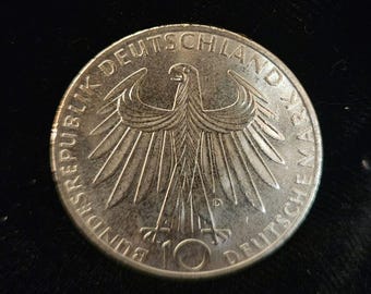 1972-D ミュンヘンオリンピック ドイツ 10 ドイツマルク銀貨