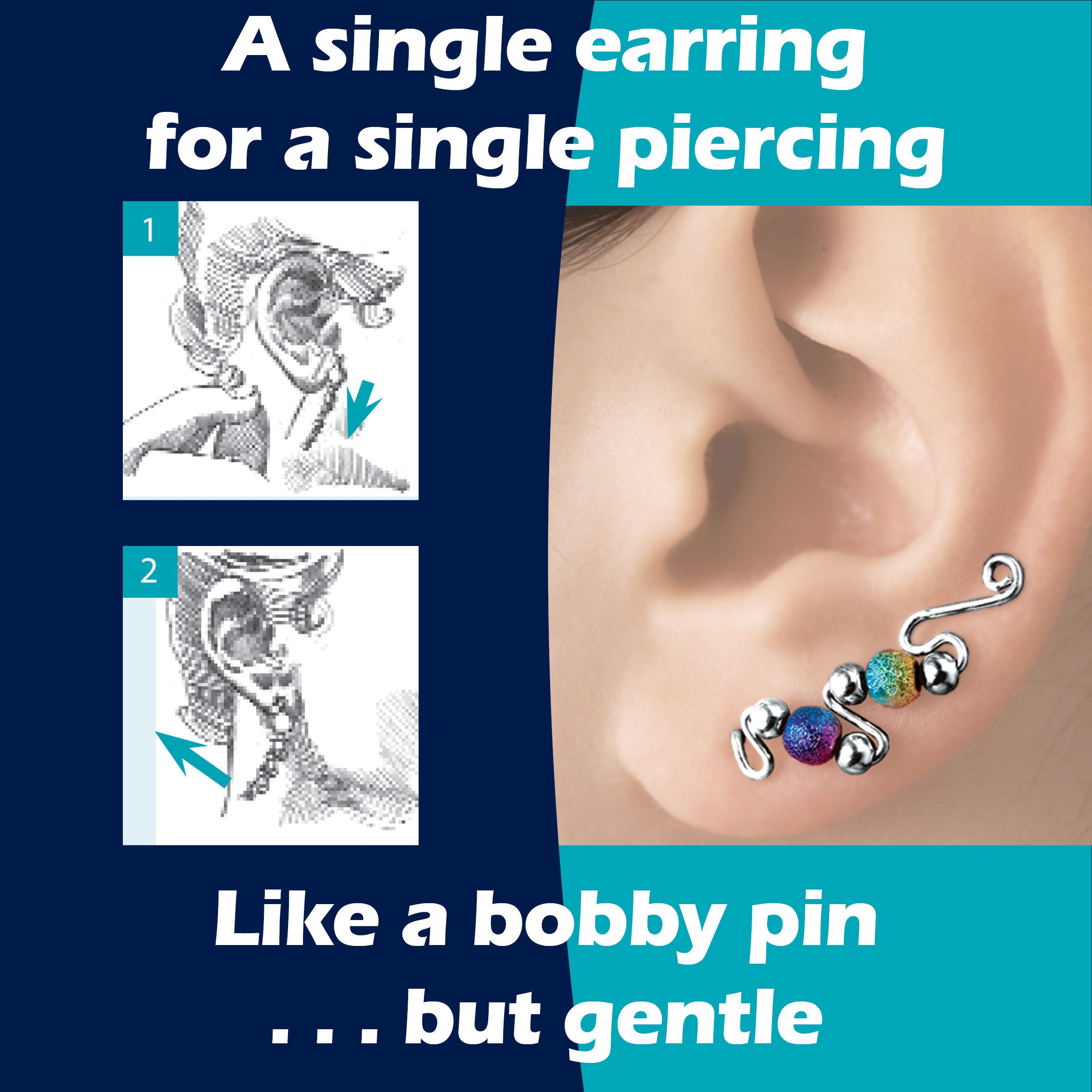 Silver Ear Climbers Beaded Ear Climbers Small Ear Climbers Etsy