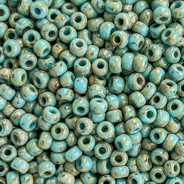 Turquoise Picasso Miyuki 6/0 Seed Beads - 20 Grams