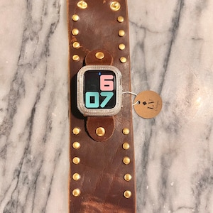 Handmade genuine leather Apple iWatch wide band. #WB12