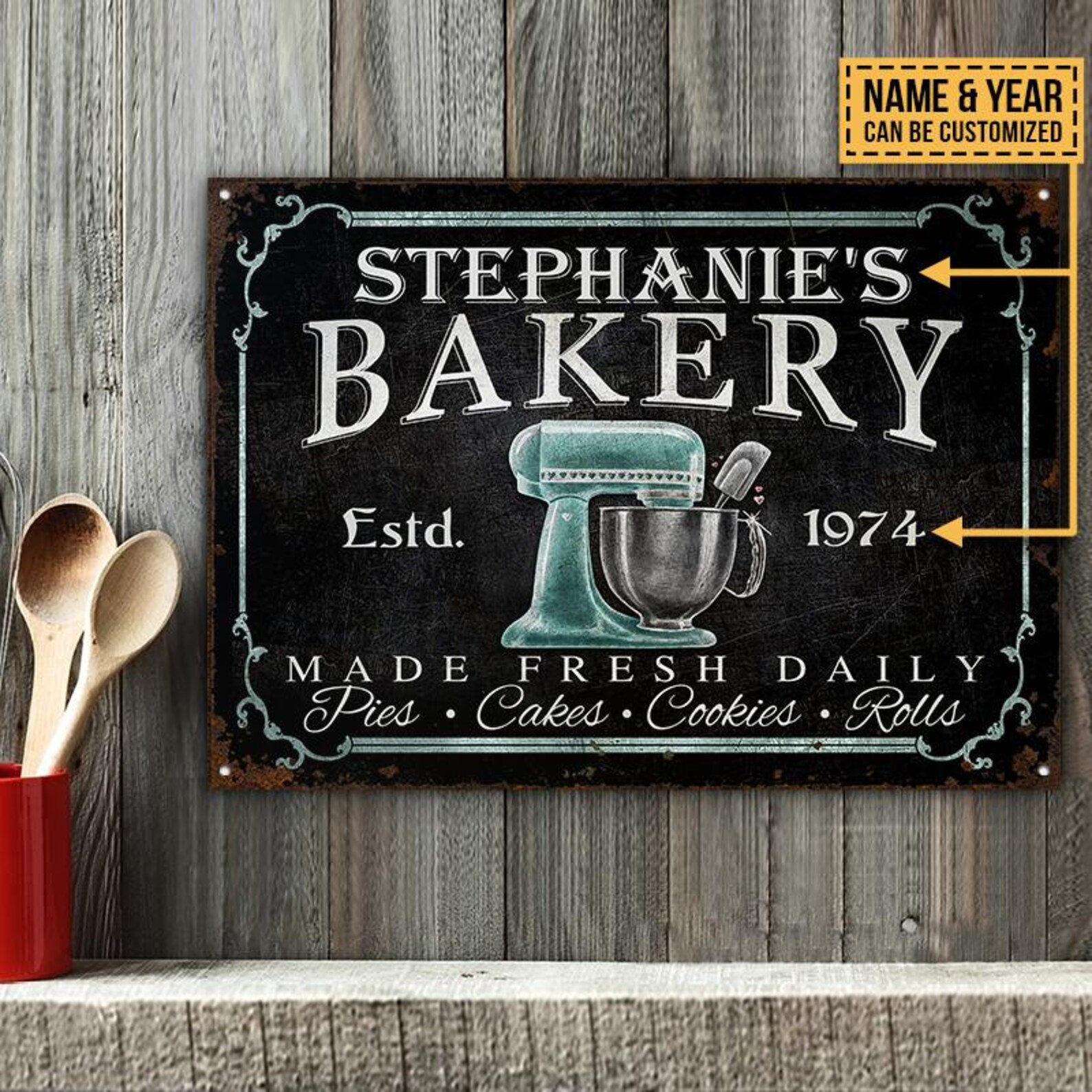 Custom Bakery Sign Kitchen Metal Sign Mothers Day Gift Etsy