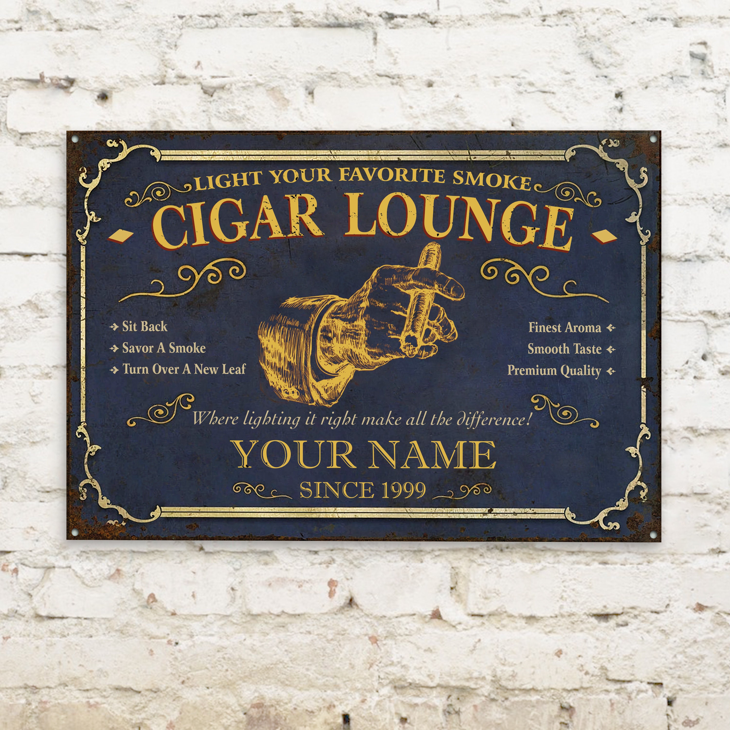 Personalized Cigar Lounge Sign Custom Cigar Lounge Custom Etsy