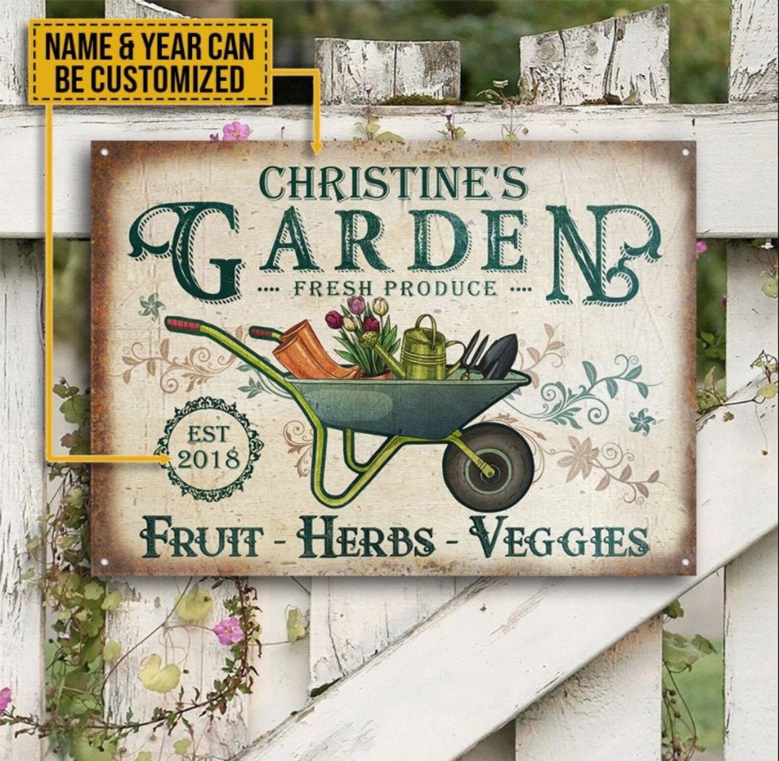 Personalized Garden Signs Garden Metal Sign Garden Decor Etsy