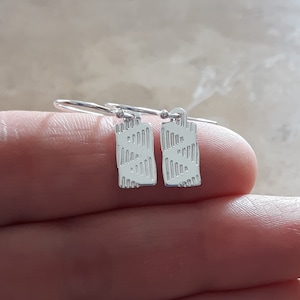 Gift for Her / Silver / Earrings / Sterling Silver Earrings / Valentine&#39;s Day Gift / Handmade / Everyday Jewelry / Tribal Patterned Earrings