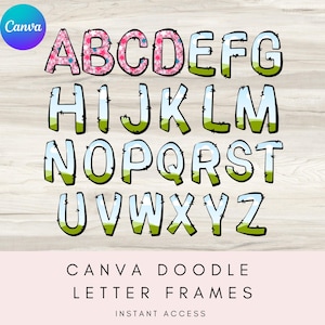 Doodle Letter Canva Frames, Fill Your Own Canva Letters, Editable Canva Frames, , Doodle Font Bundle, COMMERCIAL USE PERMITTED