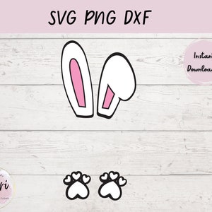 Bunny Ears and Feet Instant Digital Download, Easter Bunny SVG, PNG, DXF