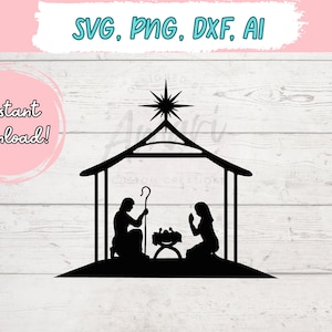 Nativity Svg, Nativity Scene Clipart, PNG, Dxf, Ai Files