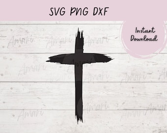 Rustic Brush Stroke Cross SVG: Religious Layered File (Digital Download)