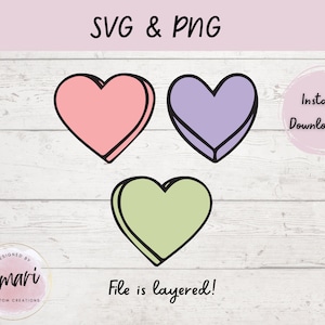 Candy Hearts SVG & PNG, Candy Heart Vector File, Valentine Candy Hearts, Valentine SVG