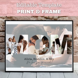 Mom Photo Frame Template, Mother&#39;s Day Gift, Editable Canva Template, Personalized Mom Frame, Instant Download