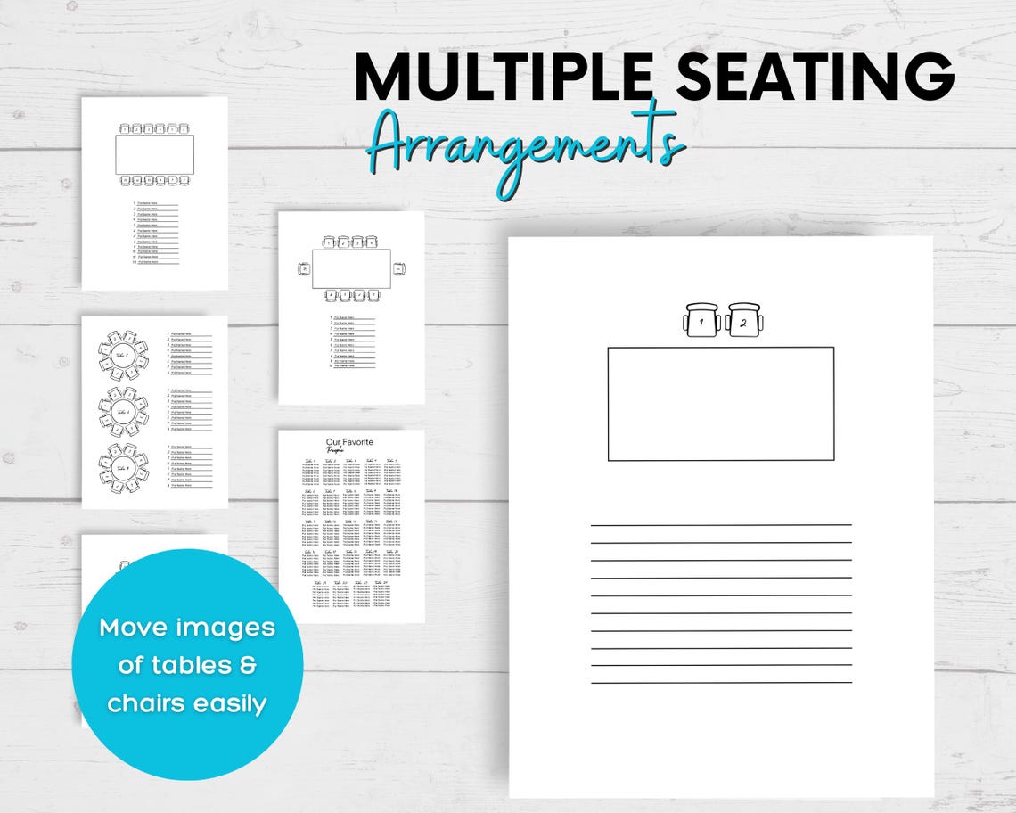 Editable Wedding Seating Chart Template: Round & Rectangle Tables ...