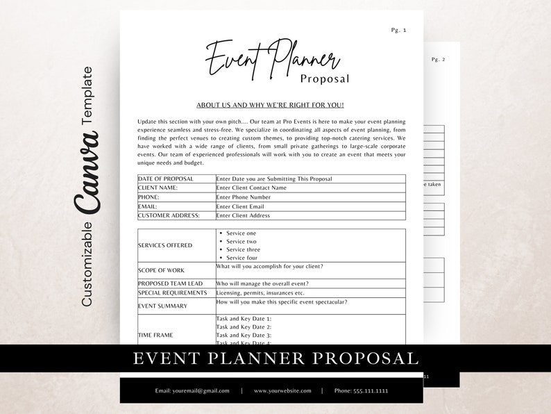 Event Planner Proposal Template Edit in Canva, Event Planner Client Event Planner Proposal Template Edit in Canva, Event Planner Client