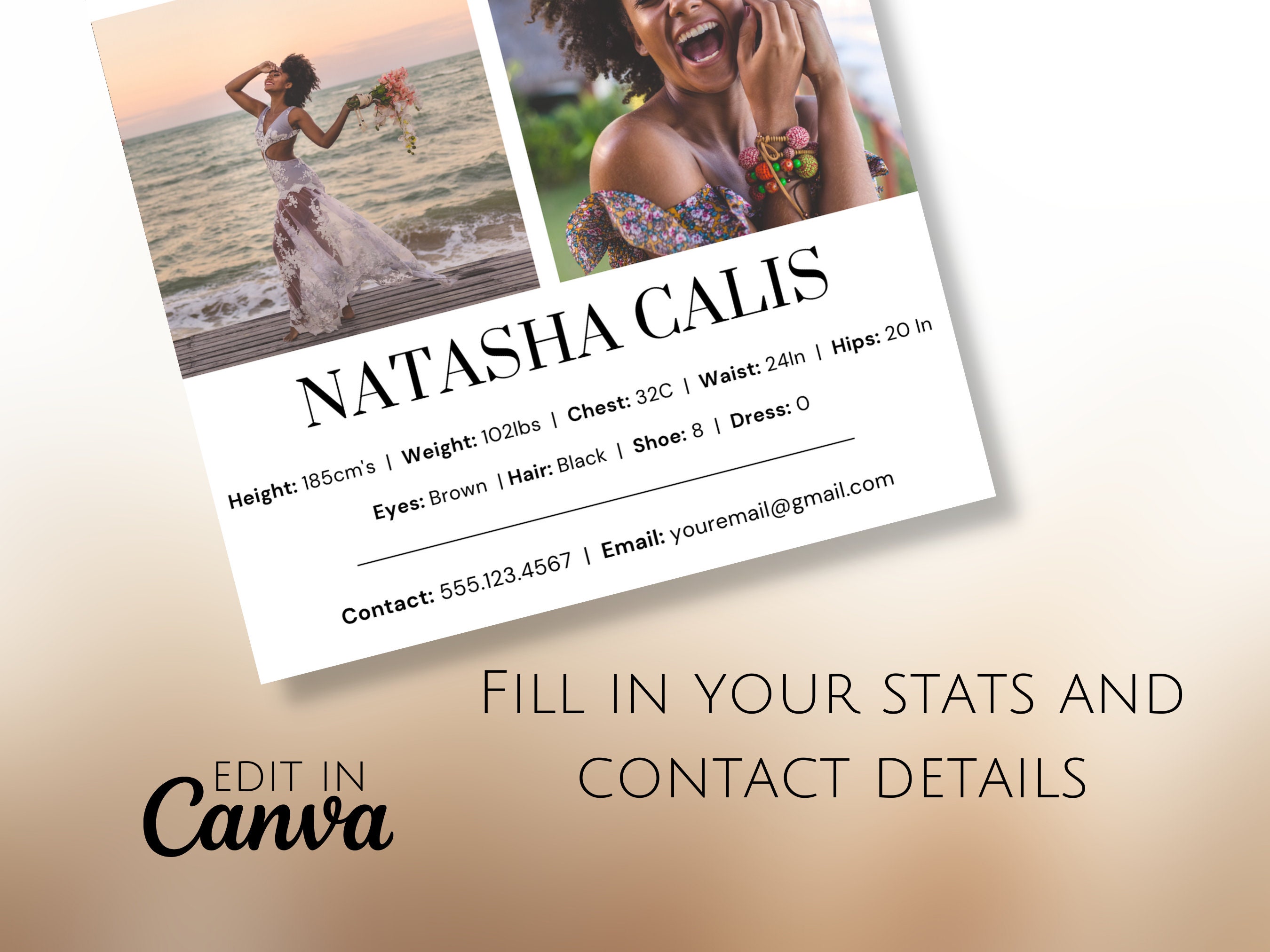 Modeling Card Design Modeling Comp Card Template, Modeling Photocard, Zed Card for Models, Z ...