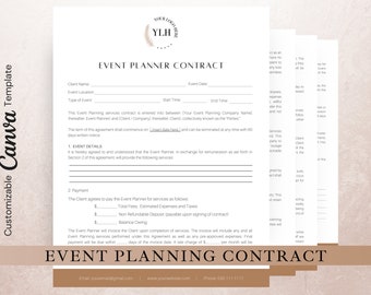 Event Planner Contract Template | Edit in Canva, Event Planner Client Forms, Wedding Planning Contract, Event Planner Agreement