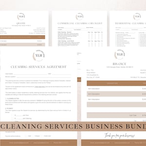 Cleaning Service Contract Bundle, Editable in Canva, Cleaning Agreement, Invoice, Quote, Residential and Commercial Cleaning Checklists