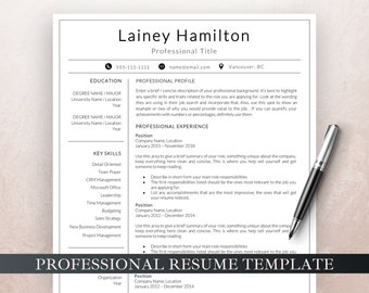 Professional Resume Template, Resume for Word, CV Resume and Cover Letter and References, Simple Resume with Social Icons, Teacher Resume