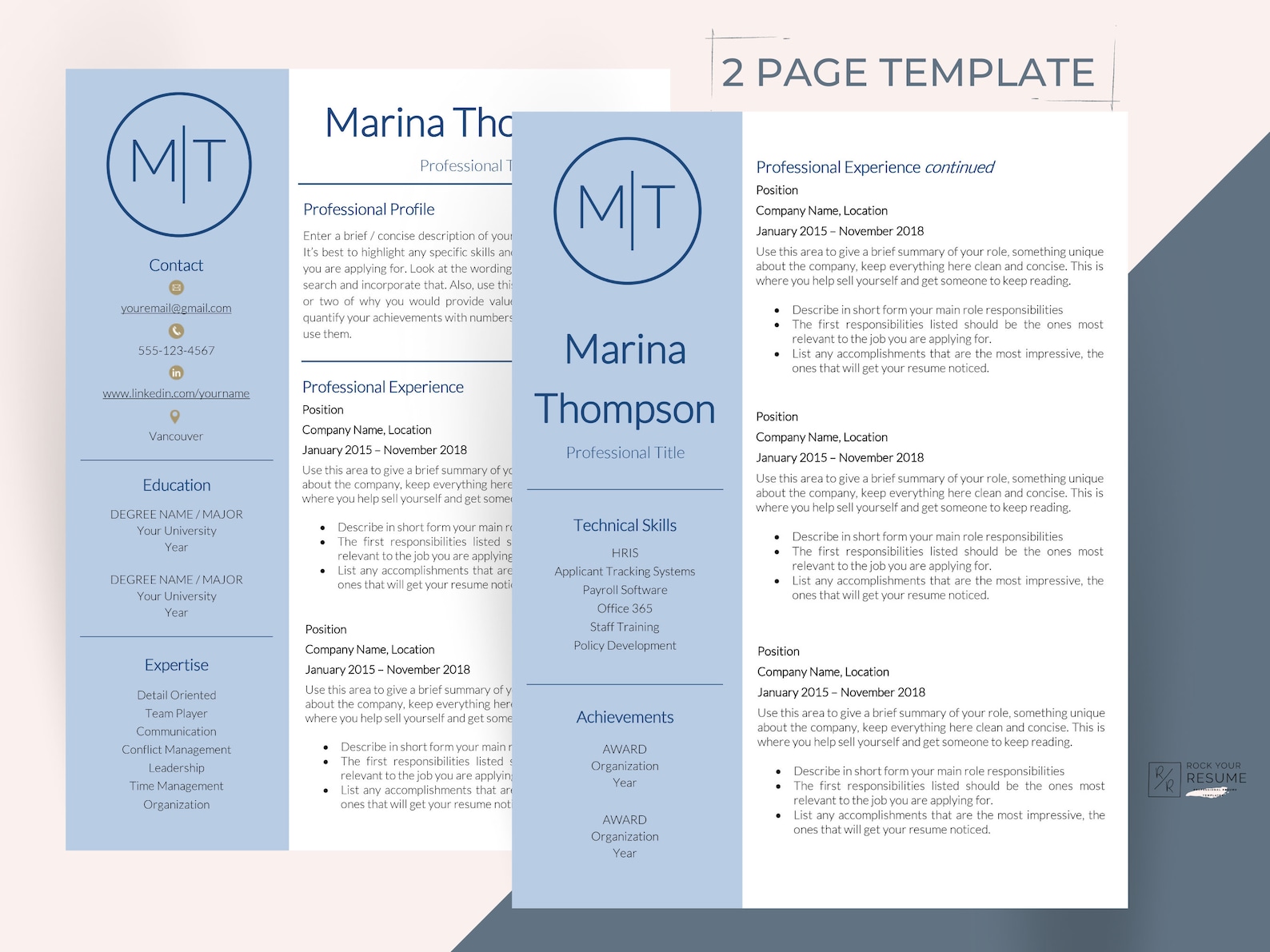 Modern Resume Template 3 Page Resume Template Professional - Etsy
