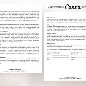 Virtual Assistant Contract, Editable in Canva, Instant Download
