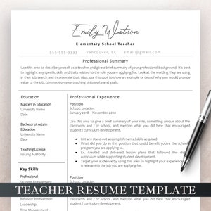 Teacher Resume Template for Word & Pages, Teacher CV Template, Elementary Resume, Teaching Resume, Administration Resume, Education Resume