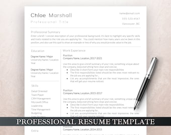 Professional Resume Template for Word and Pages, CV Template, Finance Resume Template, Executive Resume Template, Resume and Cover Letter