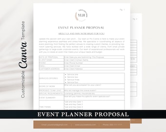 Event Planner Proposal Template | Edit in Canva, Event Planner Client Form, Wedding Planning Proposal, Event Management Proposal