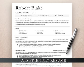 ATS Friendly Resume Template google Docs, Pages, ATS Resume, ATS Cv Resume Template, Minimalist Resume, Simple Resume