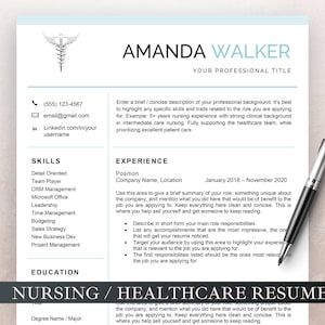Resume Template for Medical Professionals, Nurse Resume Template, RN Resume, Student Nurse Resume, Medical Assistant, Nursing CV Template