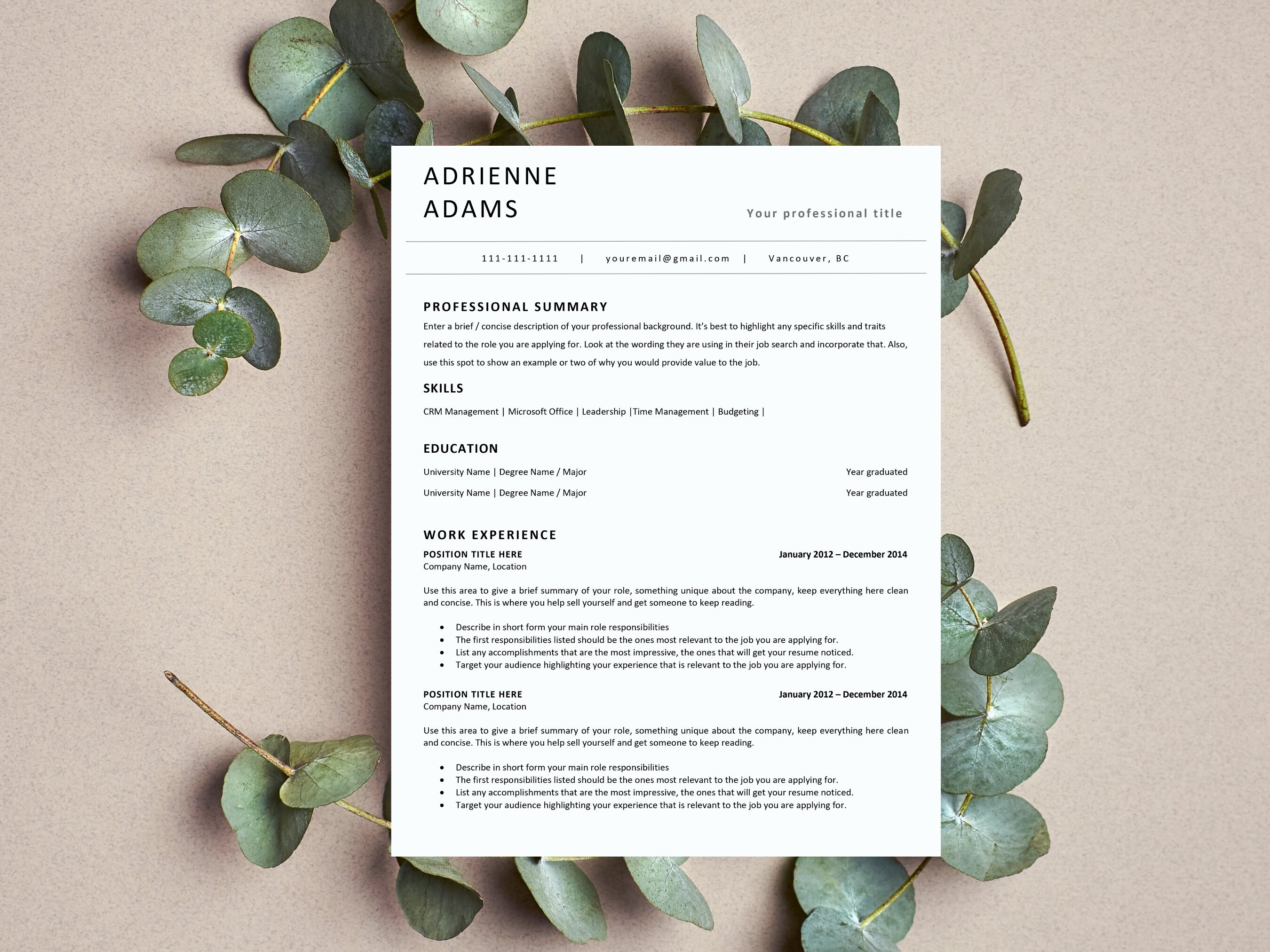 ATS Resume Template for Word and Pages, Applicant Tracking System ...