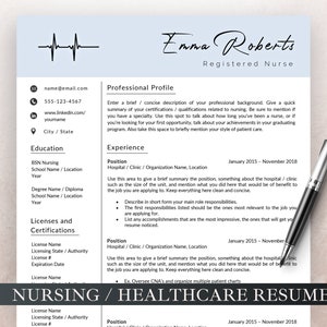 Verpleegkundige CV-sjabloon, CV-sjabloon voor Word, RN CV, student-verpleegkundige, medisch assistent, verpleegkundige CV-sjabloon, medische professionele CV