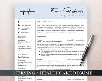 Nurse Resume Template, Resume Template for Word, RN Resume, Student Nurse, Medical Assistant, Nursing CV Template, Medical Professional CV