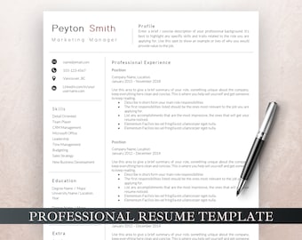 Plantilla de currículum vitae de 2 páginas, plantilla de CV simple para Word y páginas, carta de presentación incluida, diseño limpio y moderno, currículum ejecutivo