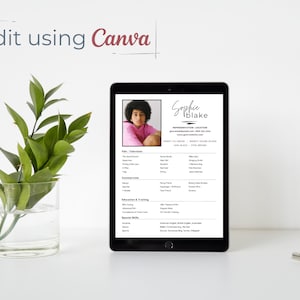 Actor Resume Template CANVA | Acting Resume with Headshot Template | 8x10 Resume Template CANVA | Theatre Resume | Actor CV Template