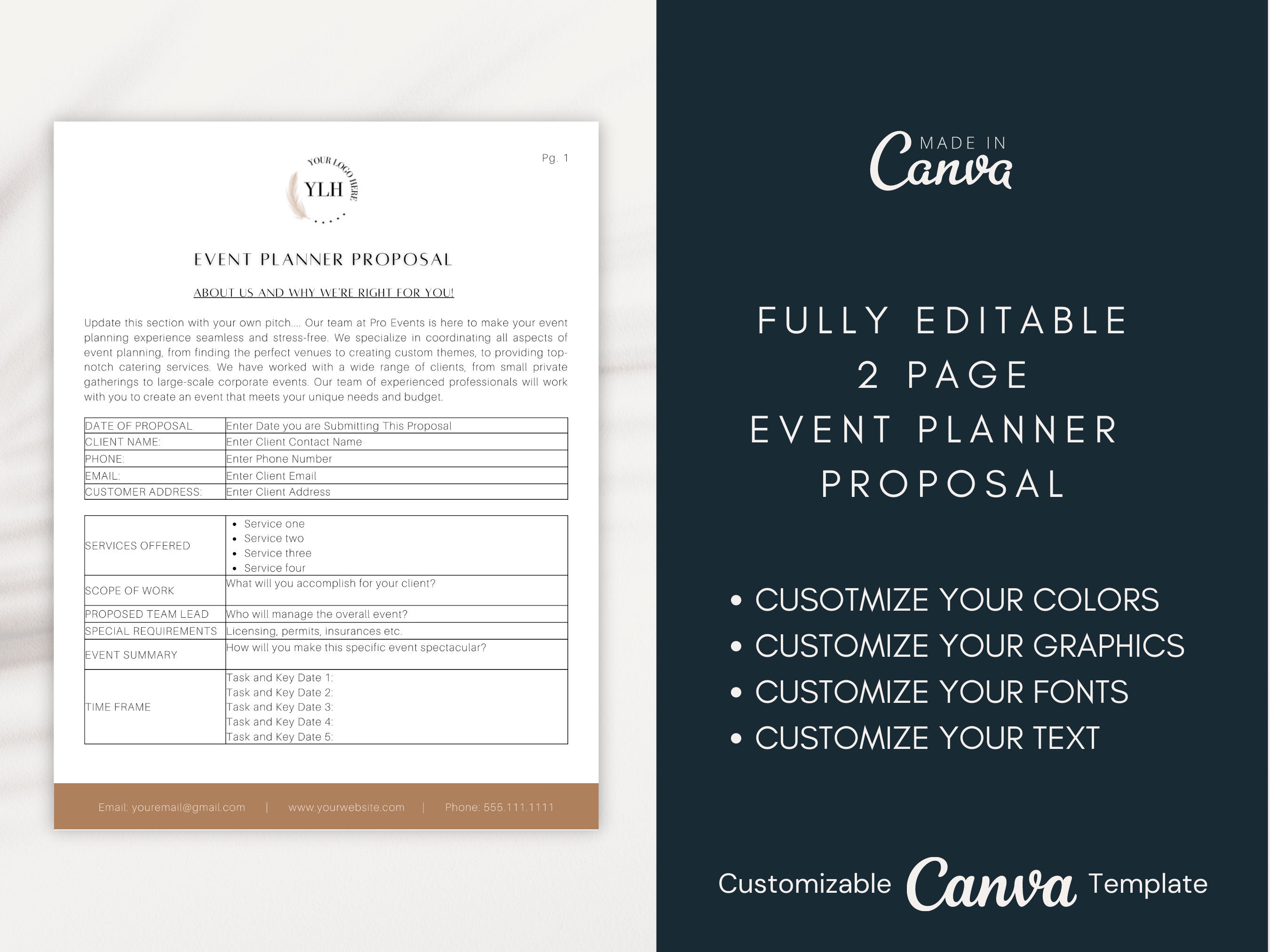Event Planner Proposal Template Edit in Canva, Event Planner Client Event Planner Proposal Template Edit in Canva, Event Planner Client