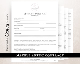 Makeup Artist Contract Template,  Edit in Canva, Wedding Makeup Agreement Form, Event Makeup Contract, Bridal Makeup Artist Contract